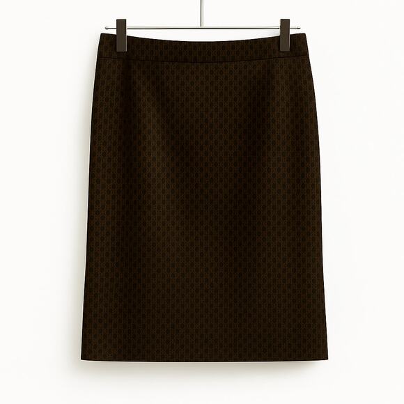 ESCADA Brown Silk Wool Diamond Pattern Pencil Skirt - Picture 1 of 9